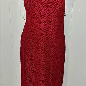 Chic Red Animal Print Midi Dress